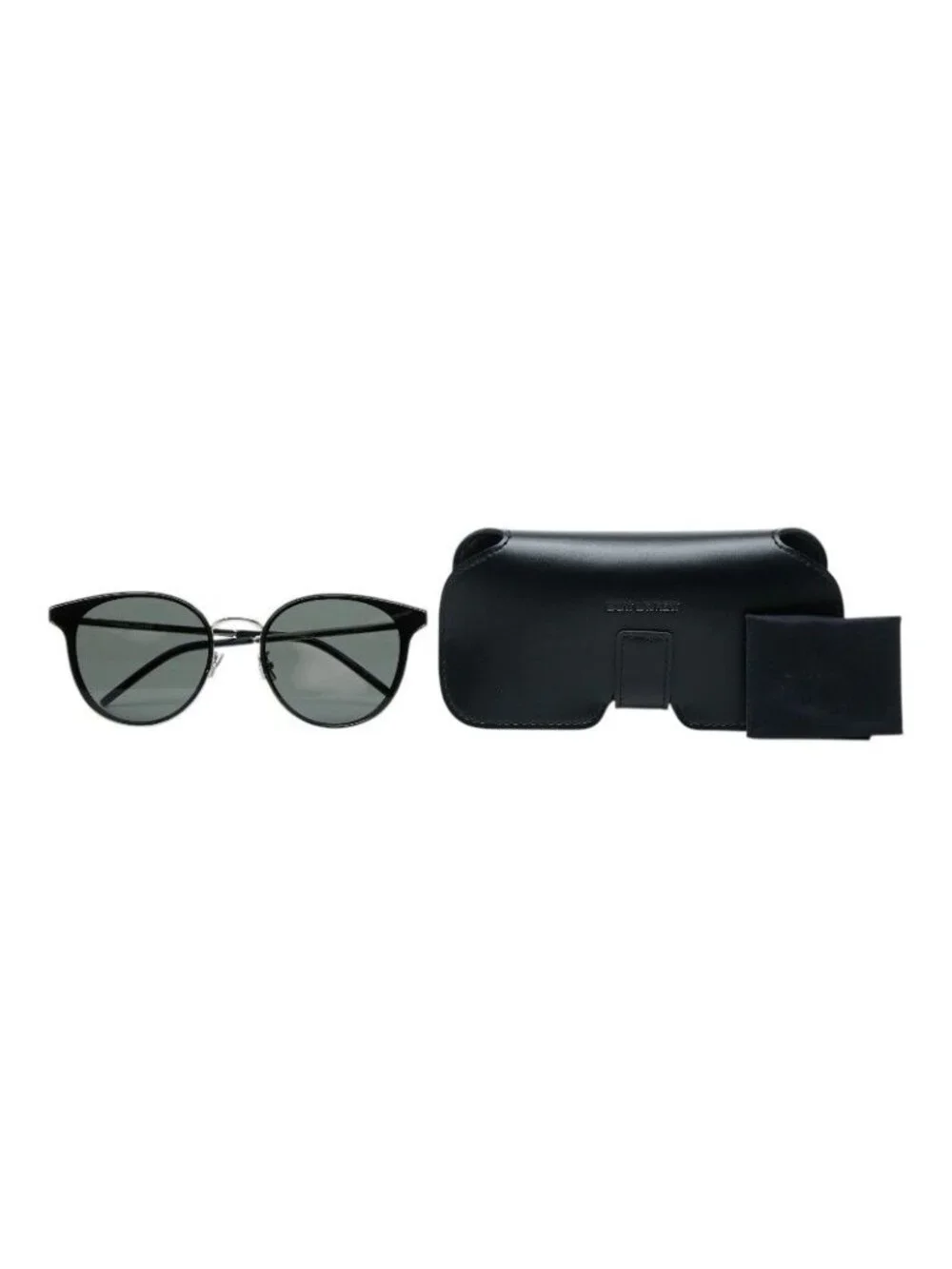 Saint Laurent Boston Full Rim Sunglasses Silver Black Metal Eyewear